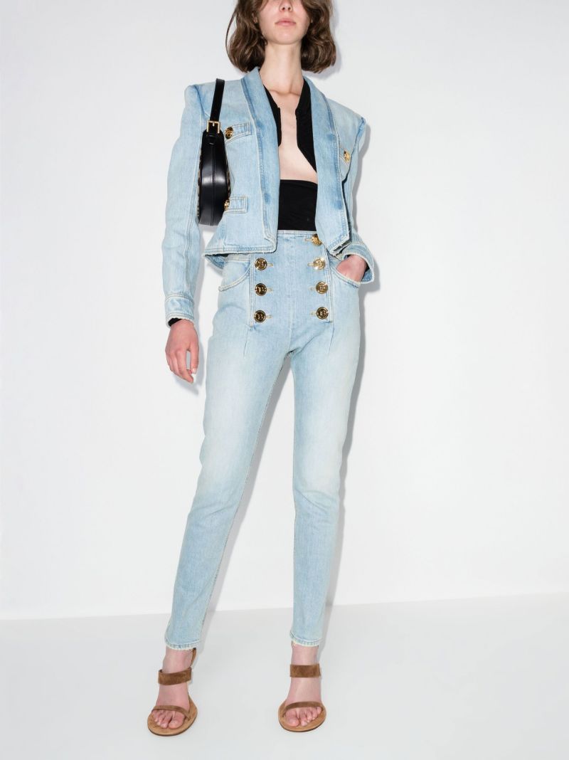 Blue Buttoned High-waisted Skinny Jeans