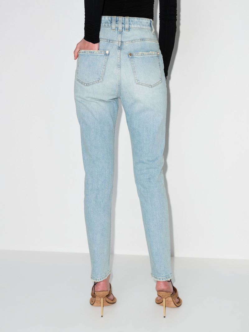 Blue Buttoned High-waisted Skinny Jeans
