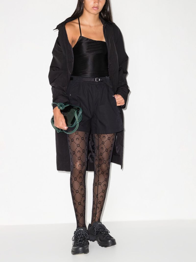 Black Moonogram Flocked Tights