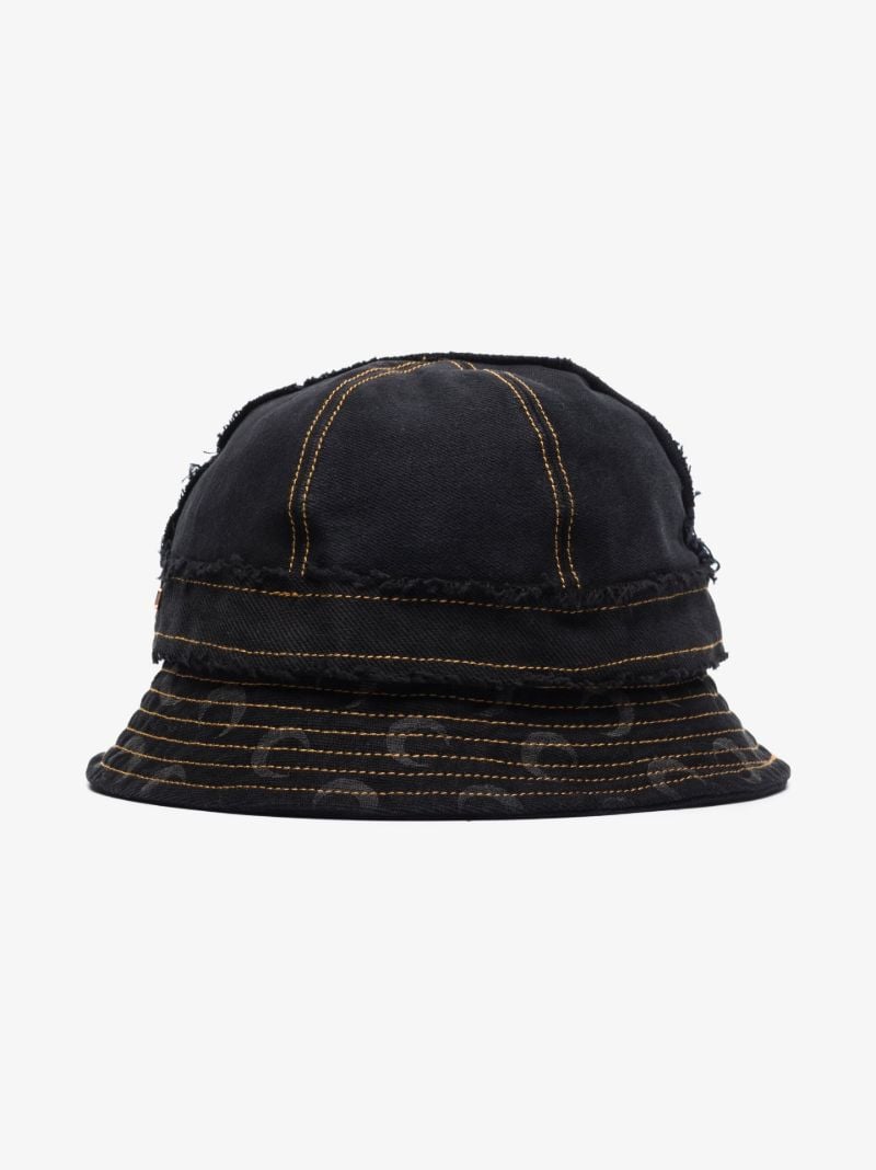 Black Crescent Moon Print Bucket Hat