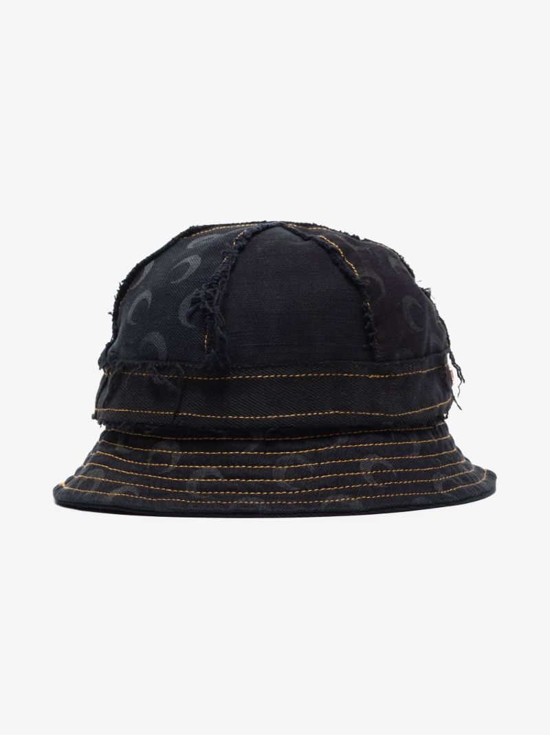 Black Crescent Moon Print Bucket Hat