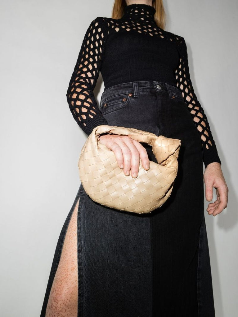 Beige the Mini Jodie Leather Clutch Bag