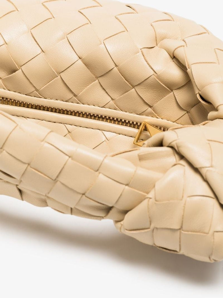 Beige the Mini Jodie Leather Clutch Bag