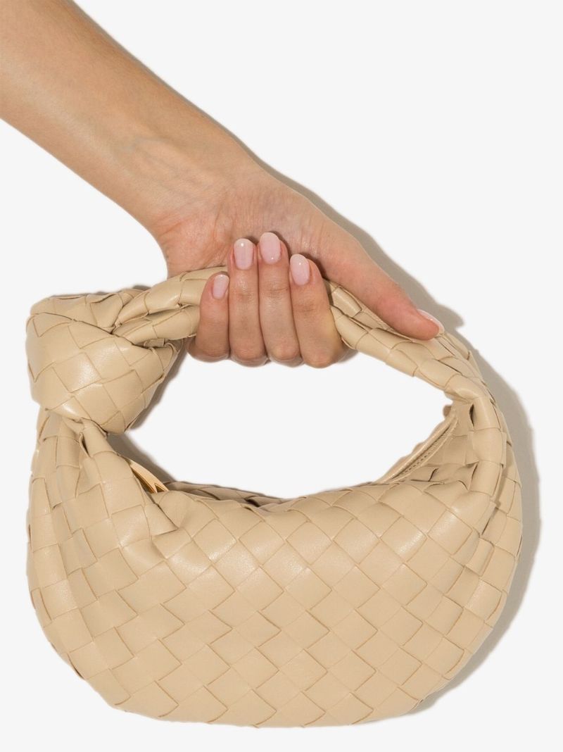Beige the Mini Jodie Leather Clutch Bag