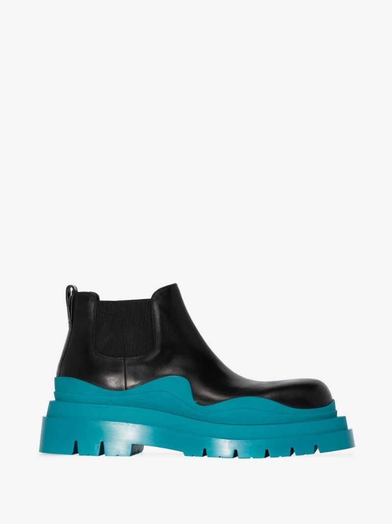 Black Tire Leather Chelsea Boots