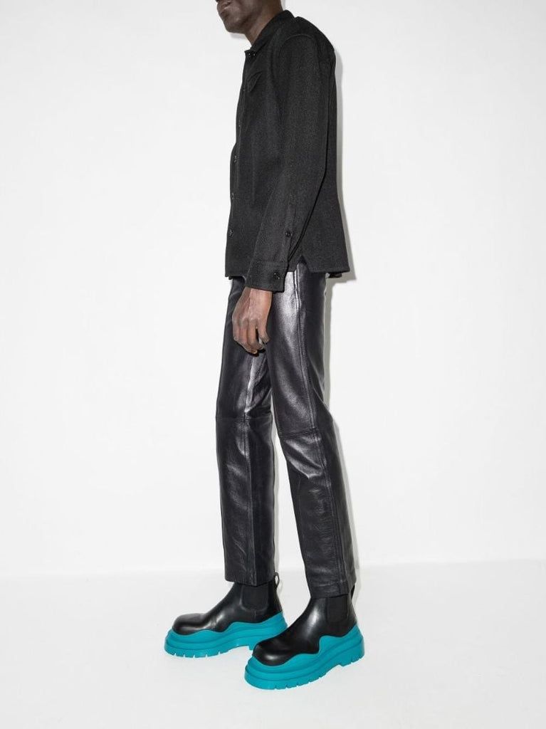 Black Tire Leather Chelsea Boots