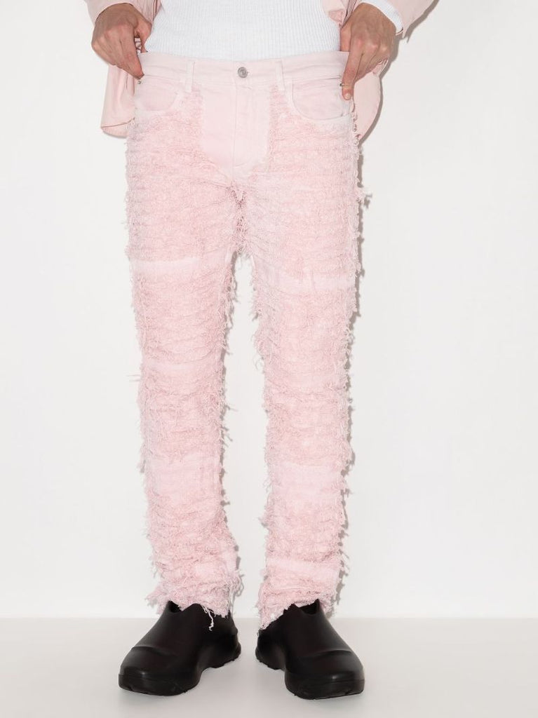 X Blackmeans Shredded Straight Leg Jeans