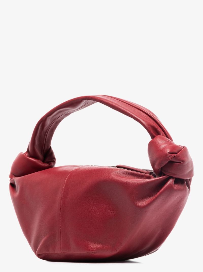 Red Double Knot Mini Leather Clutch Bag
