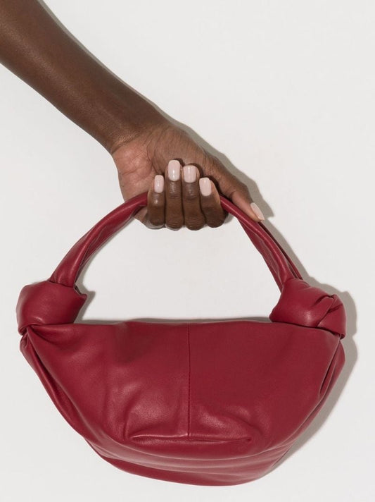 Red Double Knot Mini Leather Clutch Bag