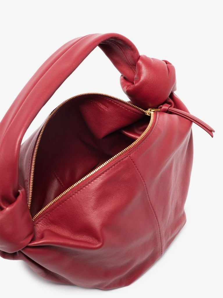 Red Double Knot Mini Leather Clutch Bag