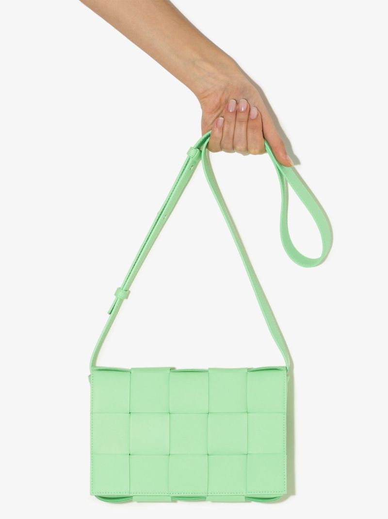 Green Cassette Leather Shoulder Bag