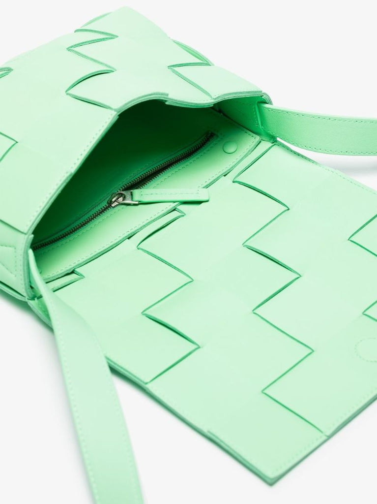 Green Cassette Leather Shoulder Bag