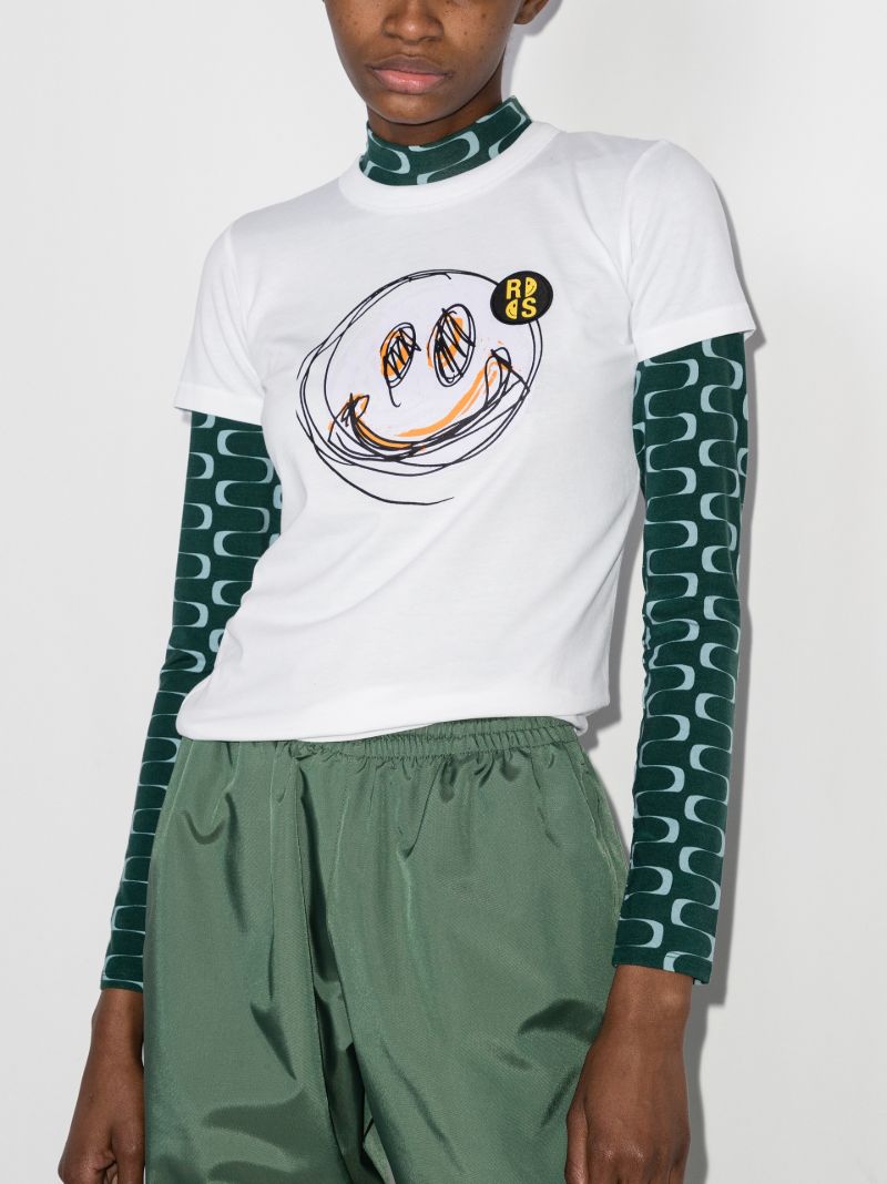 X Smiley Print Cotton T-shirt