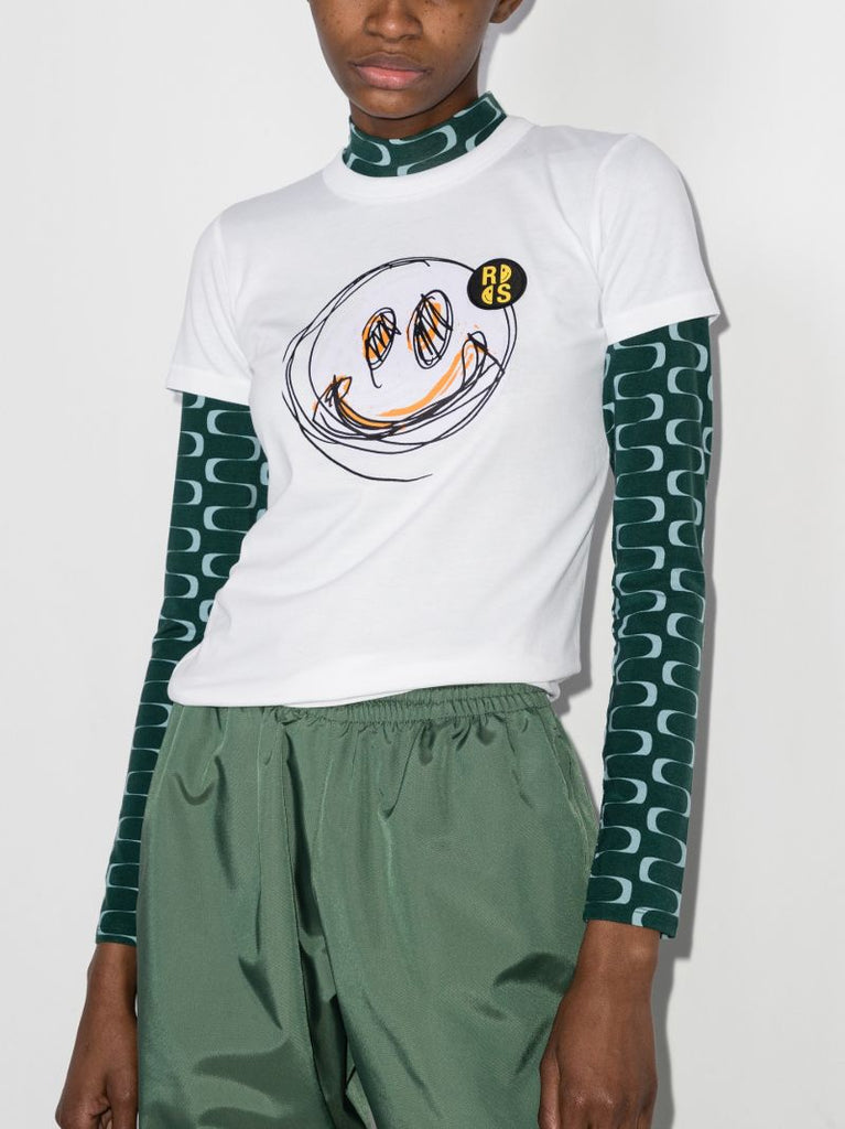 X Smiley Print Cotton T-shirt