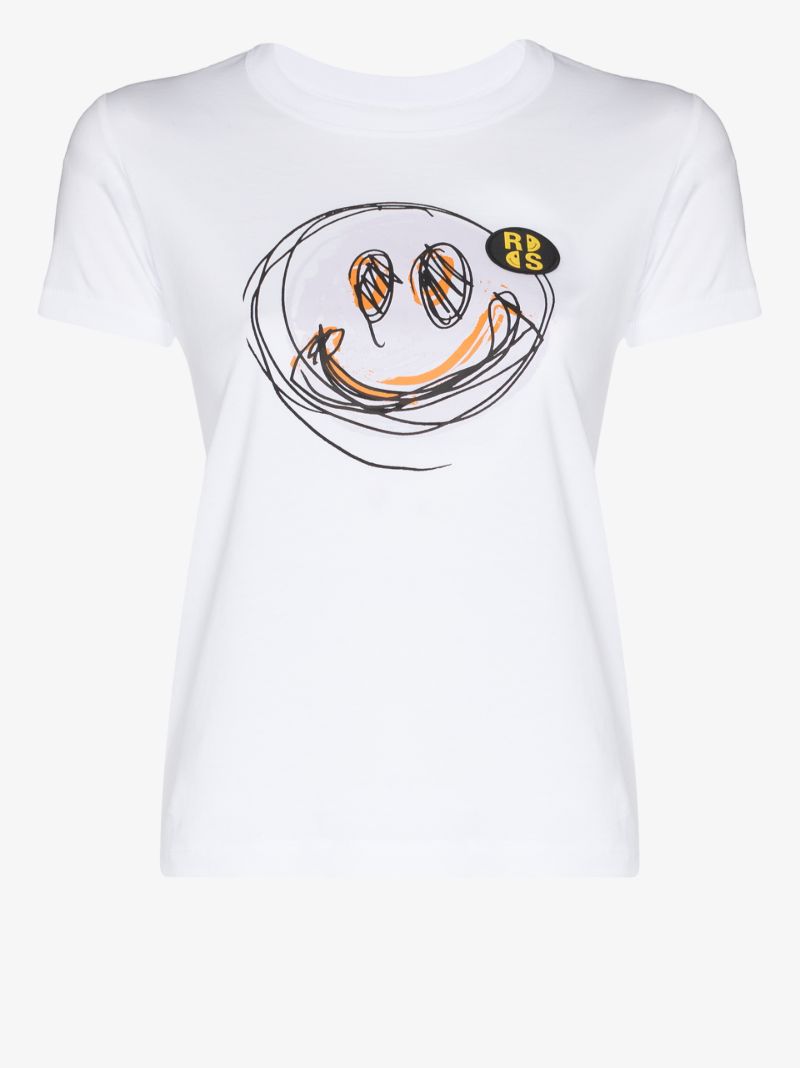 X Smiley Print Cotton T-shirt