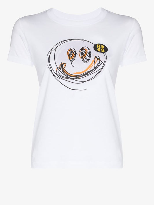 X Smiley Print Cotton T-shirt