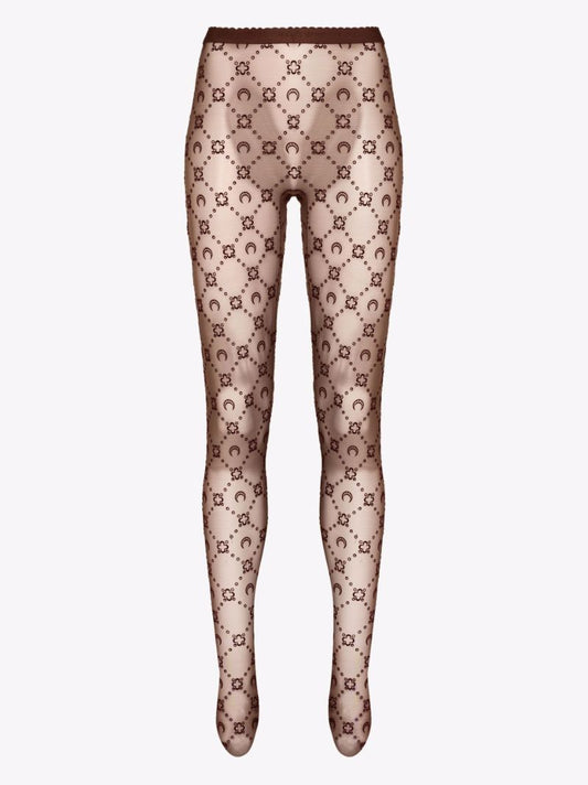 Brown Moonogram Flocked Tights