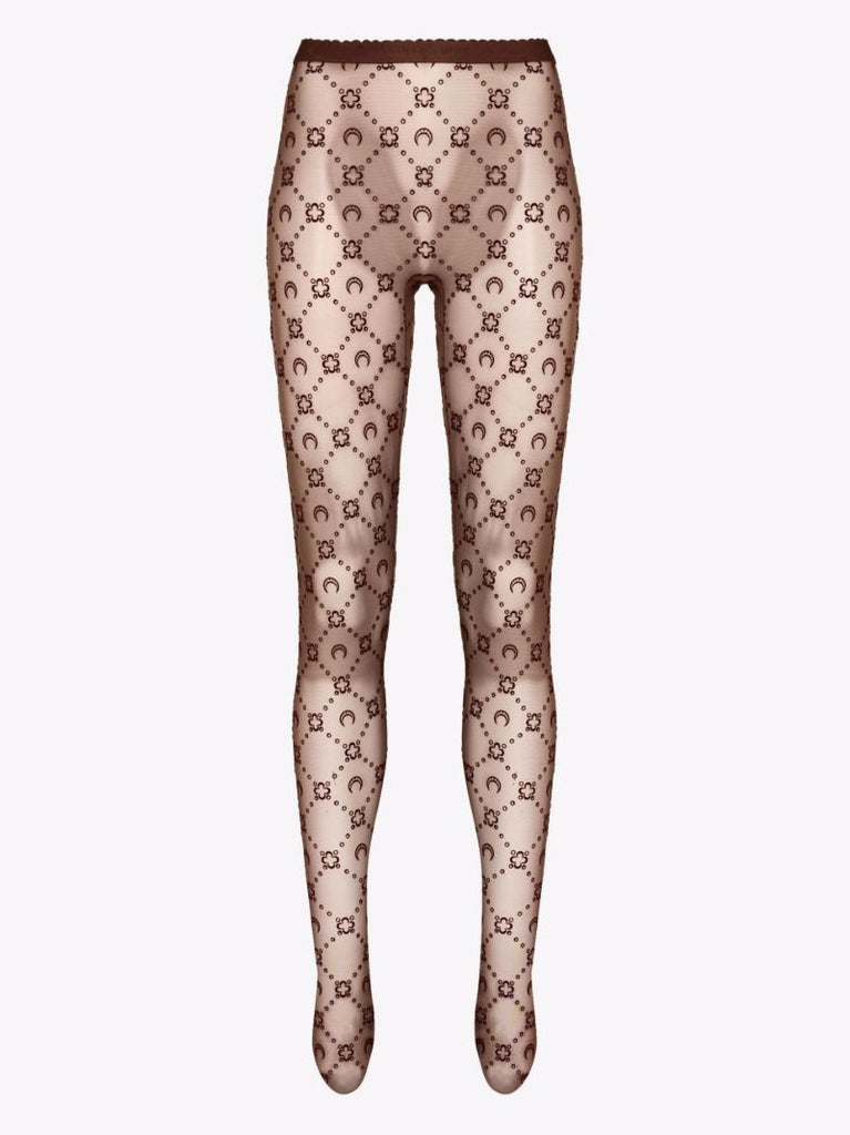 Brown Moonogram Flocked Tights