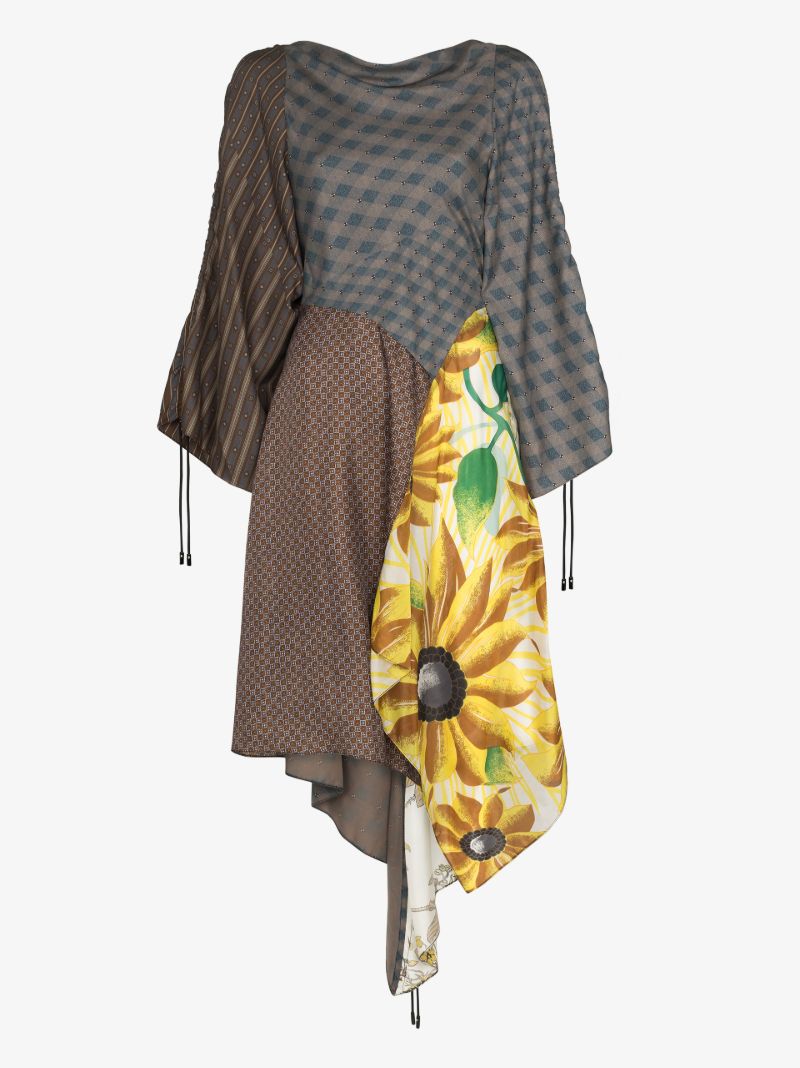 Patchwork Silk Midi Dress