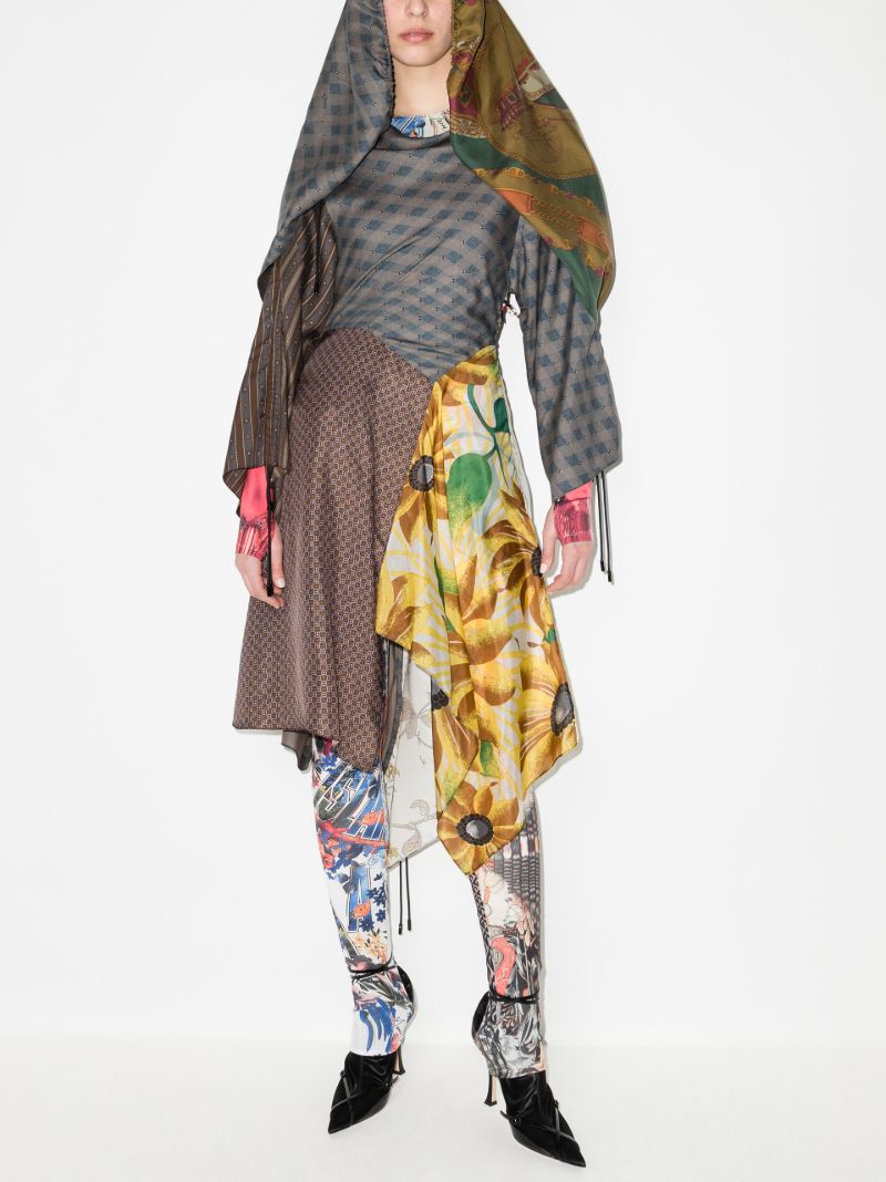Patchwork Silk Midi Dress