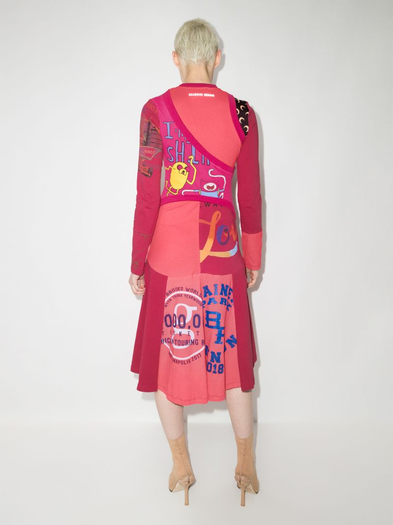 Gathered Graphic Print Midi Dress