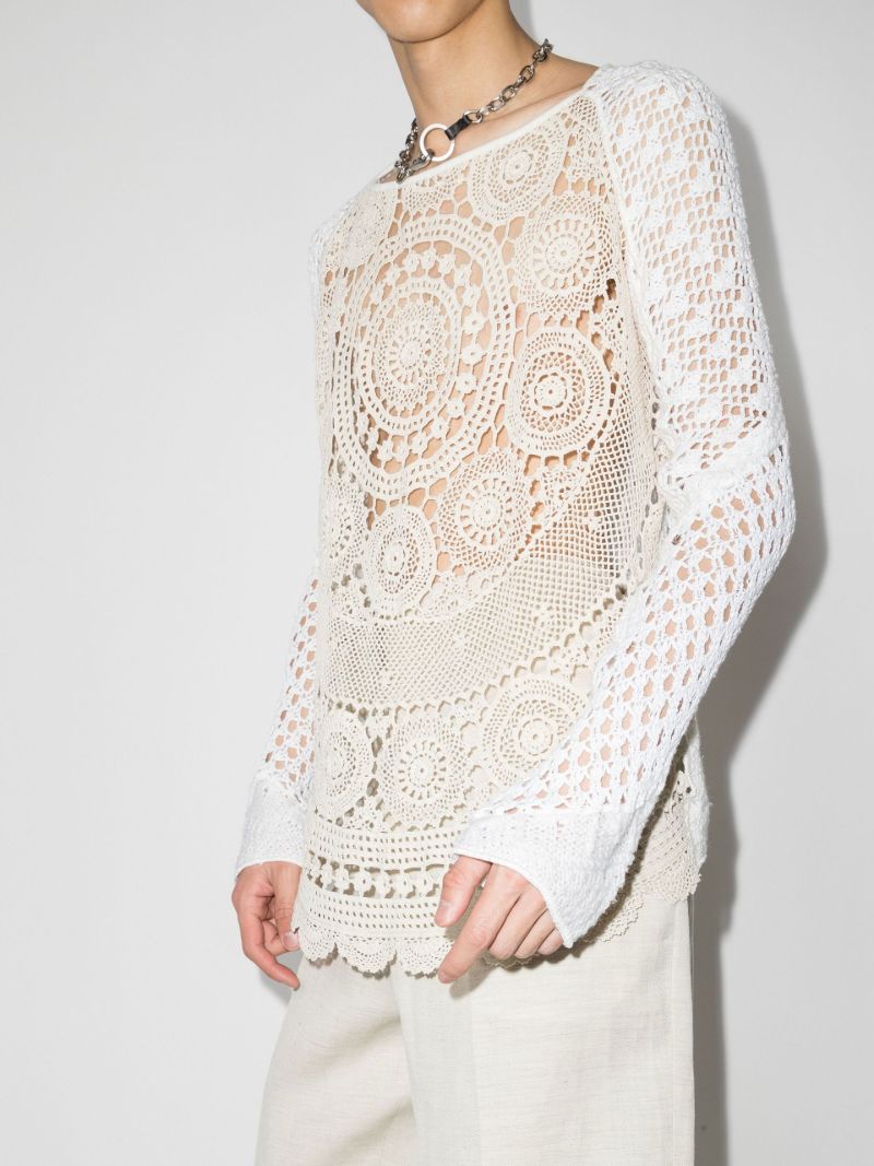 Crochet Knit Cotton Sweater