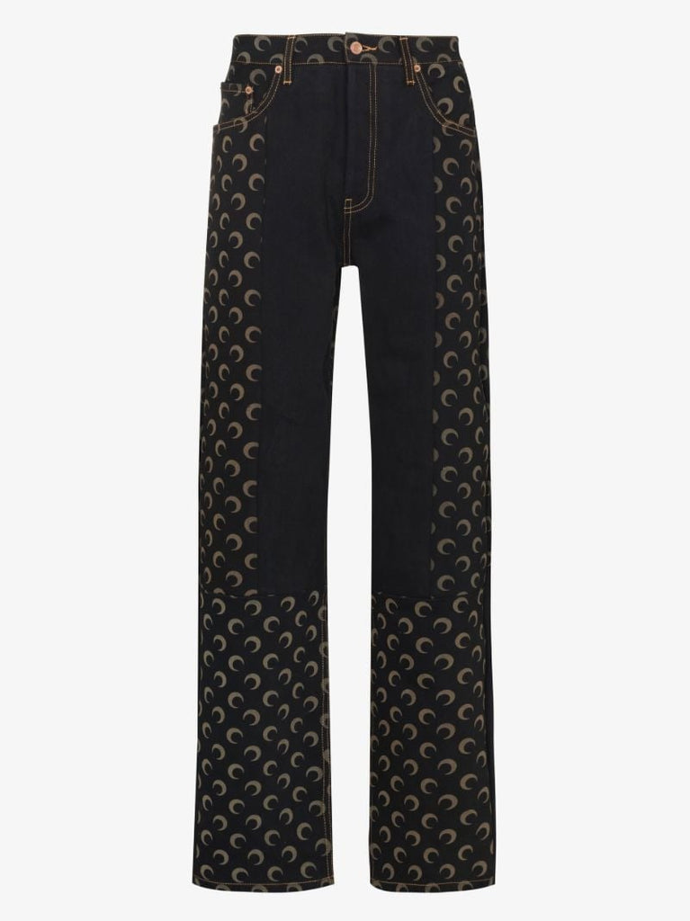 Patchwork Straight Leg Jeans
