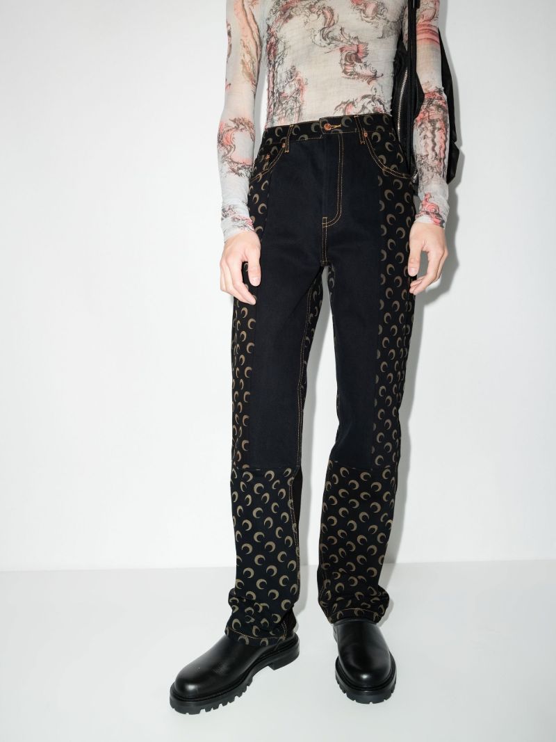 Patchwork Straight Leg Jeans