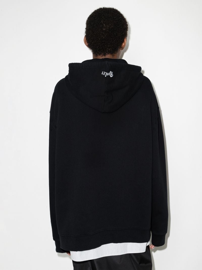 X Smiley Distressed Printed Cotton Hoodie