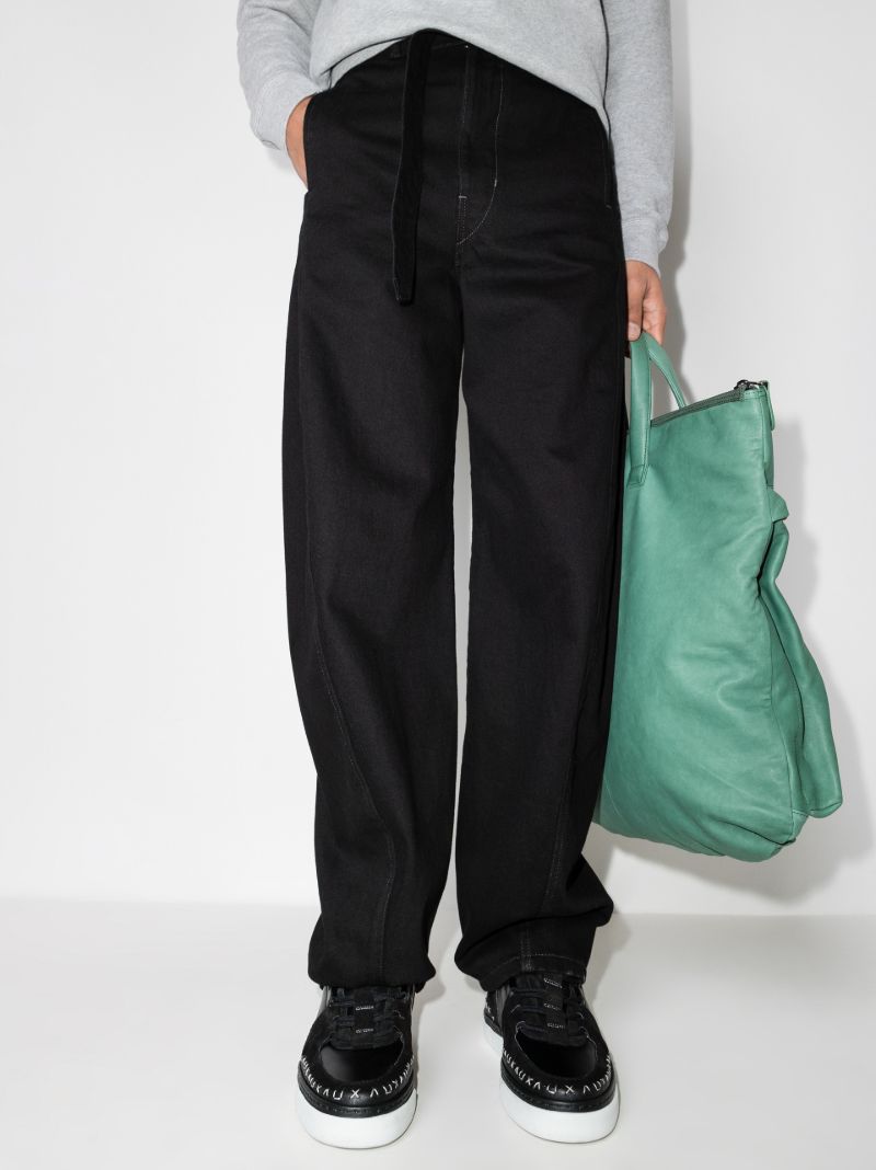 Black Infra Cable Leather Sneakers