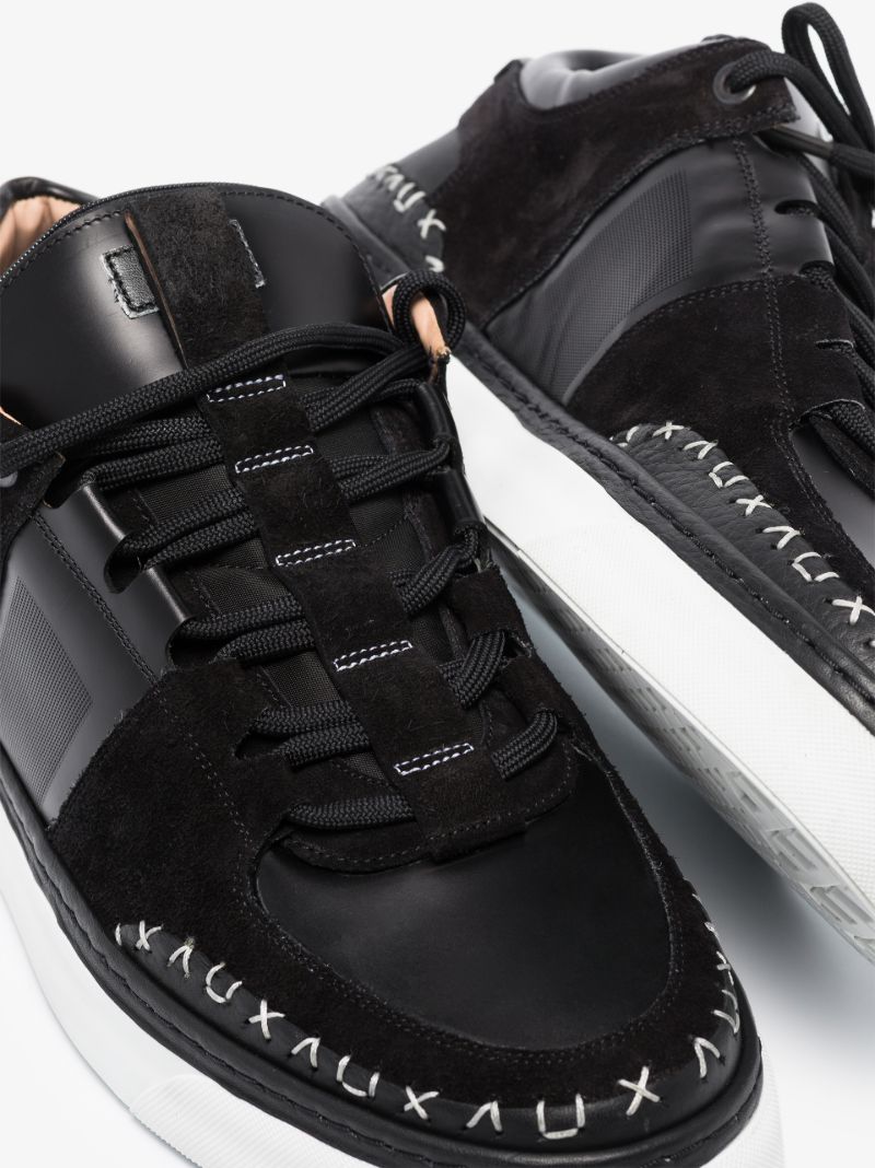 Black Infra Cable Leather Sneakers