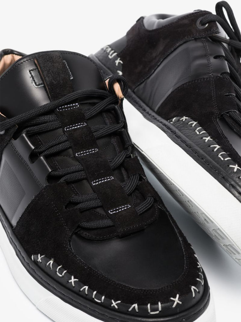 Black Infra Cable Leather Sneakers