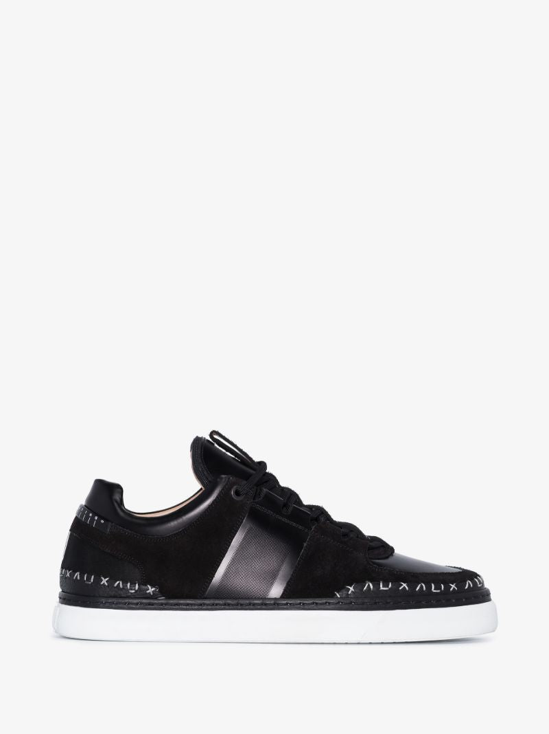 Black Infra Cable Leather Sneakers