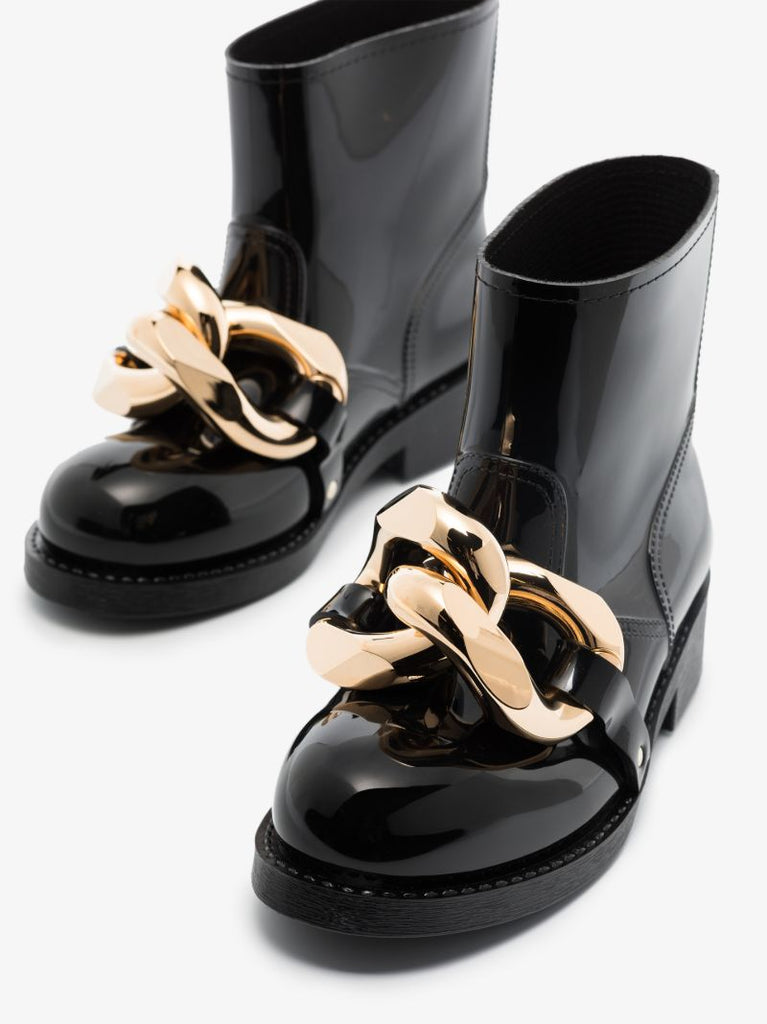 Black Chain Rubber Boots