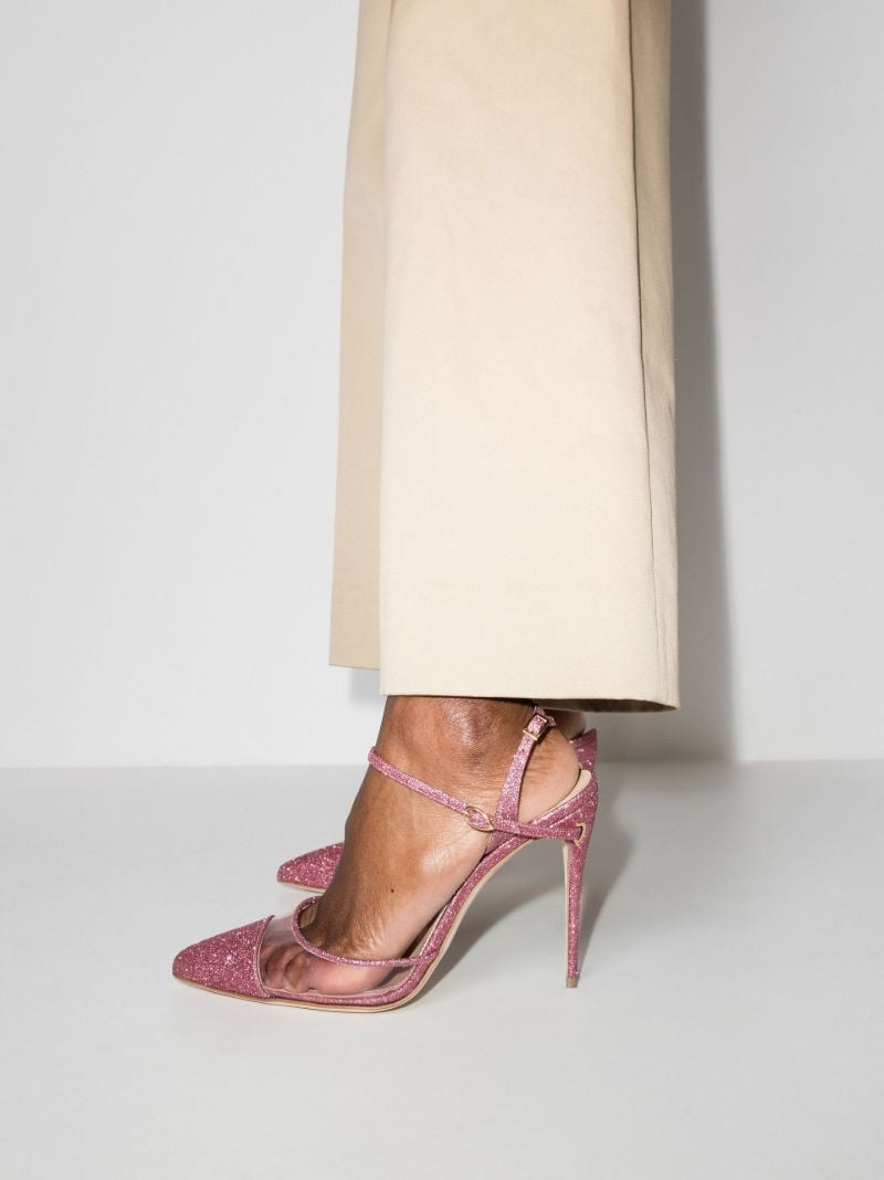 Pink Vittorio 105 Glitter Leather Pumps