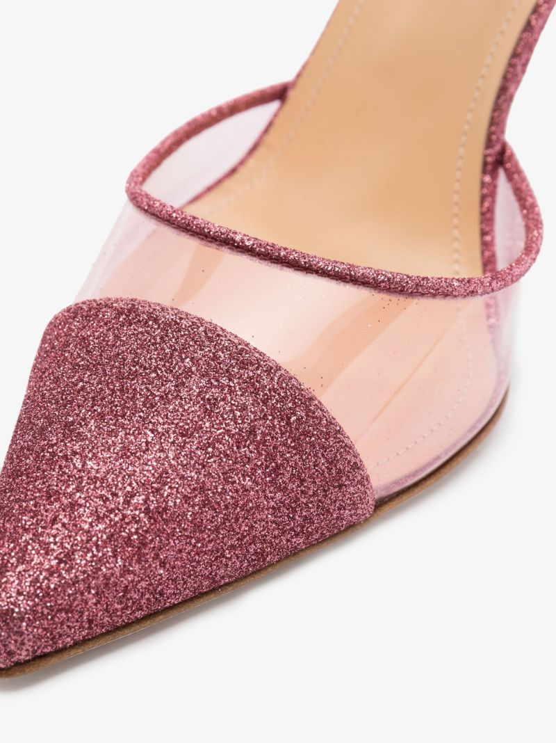 Pink Vittorio 105 Glitter Leather Pumps