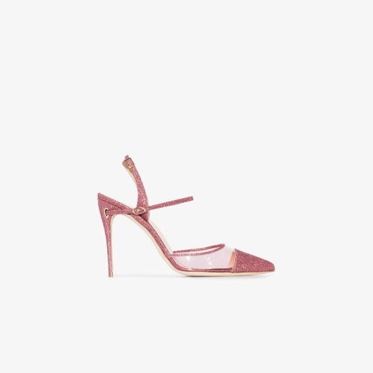 Pink Vittorio 105 Glitter Leather Pumps