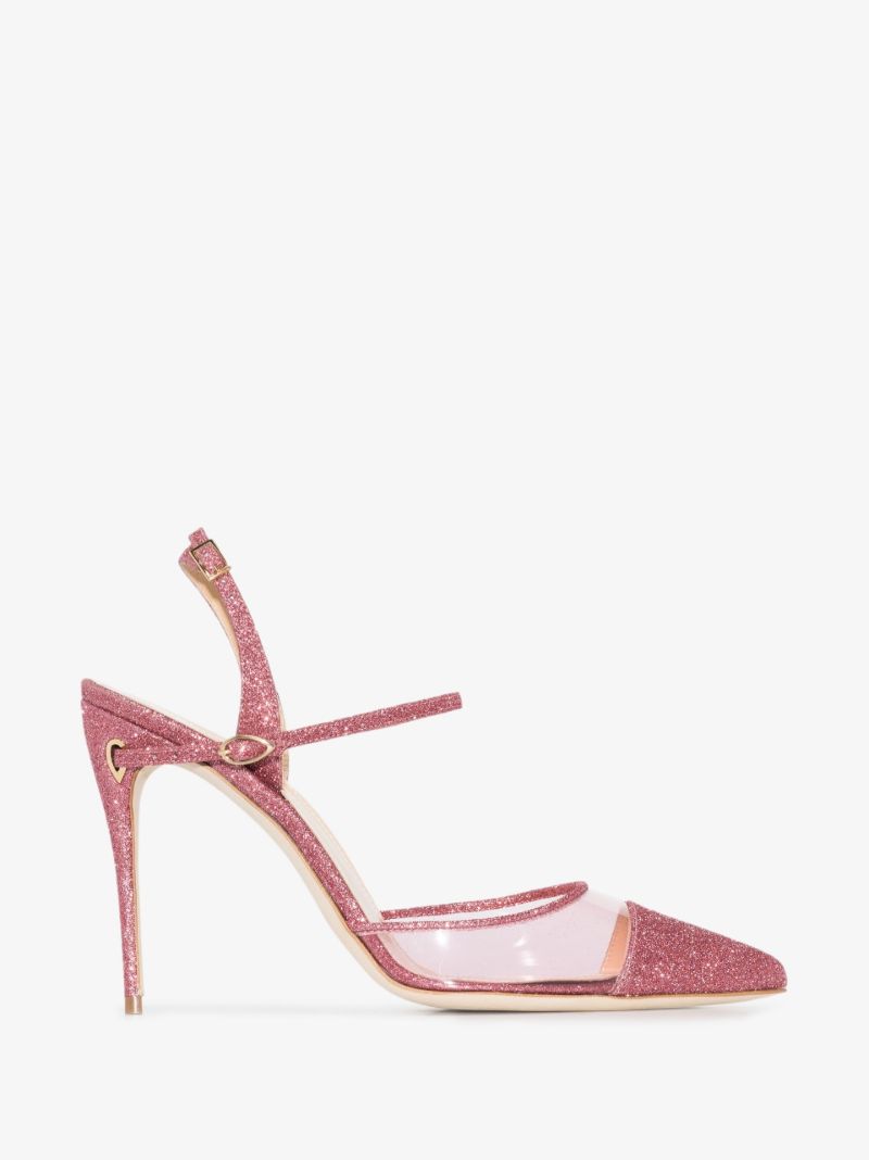 Pink Vittorio 105 Glitter Leather Pumps