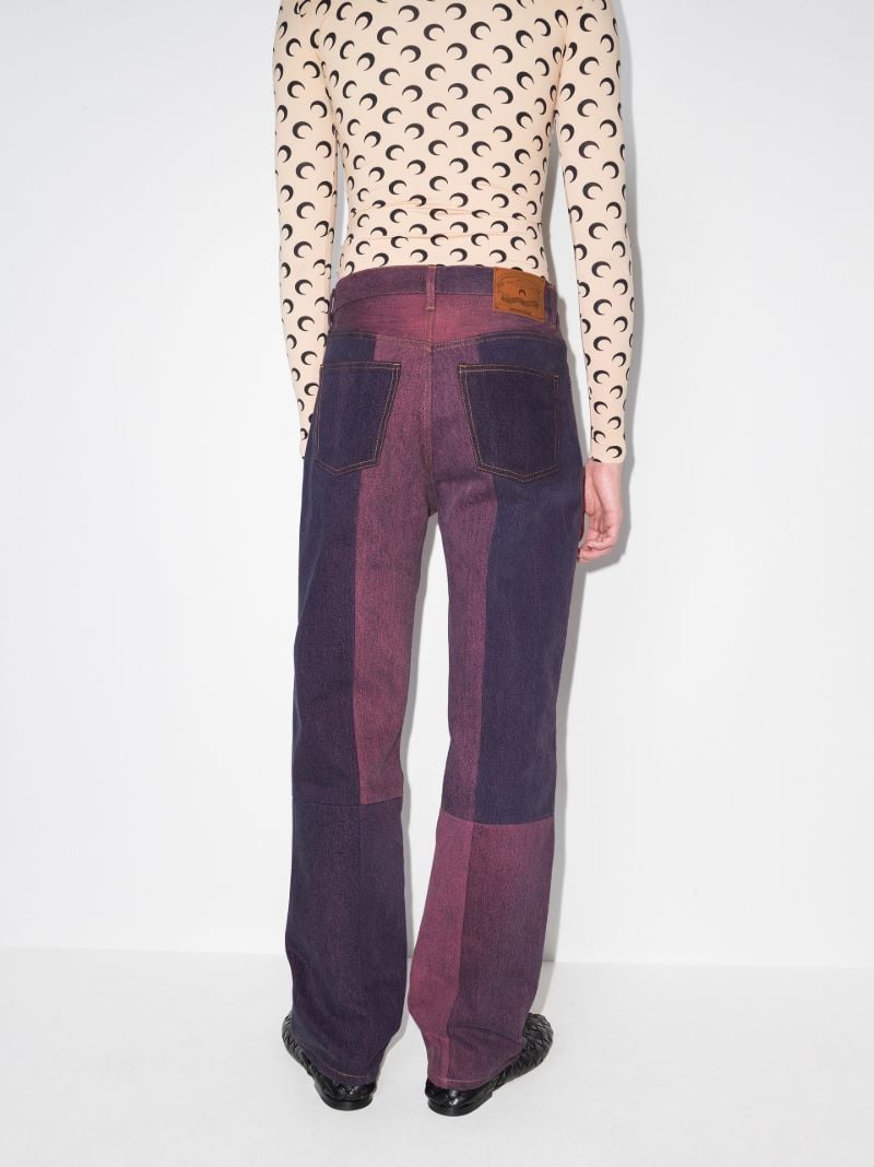 Crescent Moon Print Patchwork Straight Leg Jeans
