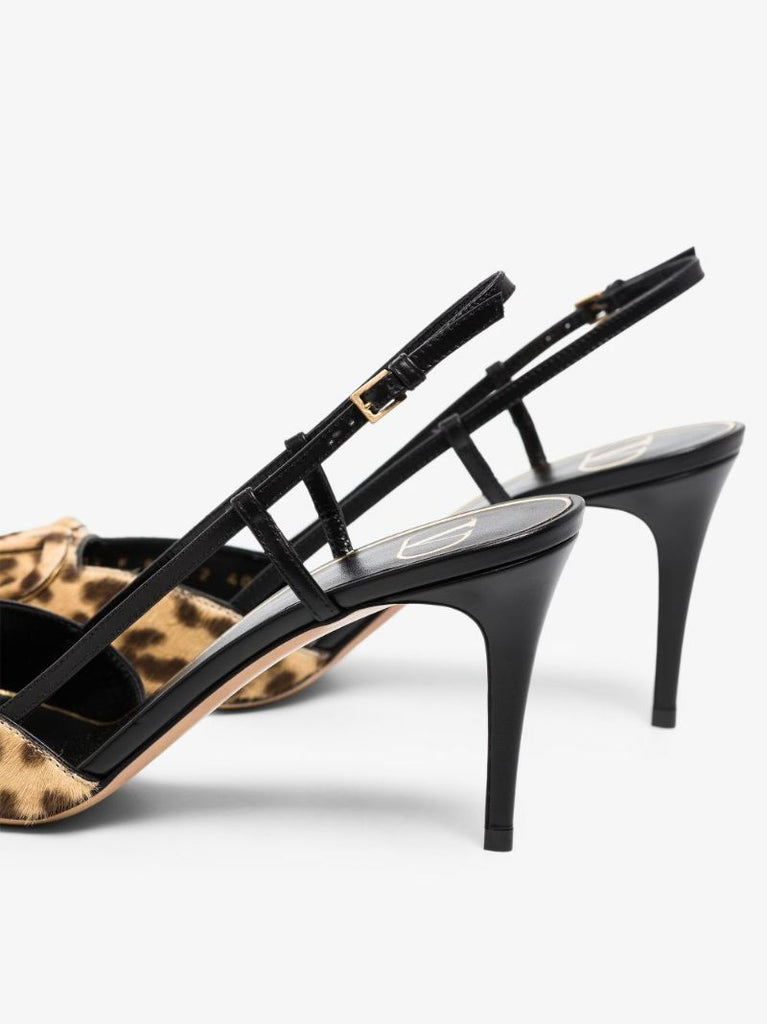 Black Vlogo Signature 80 Leopard Print Leather Pumps