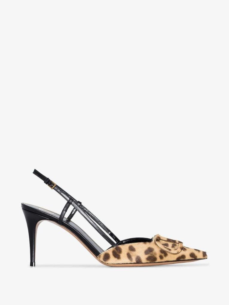 Black Vlogo Signature 80 Leopard Print Leather Pumps