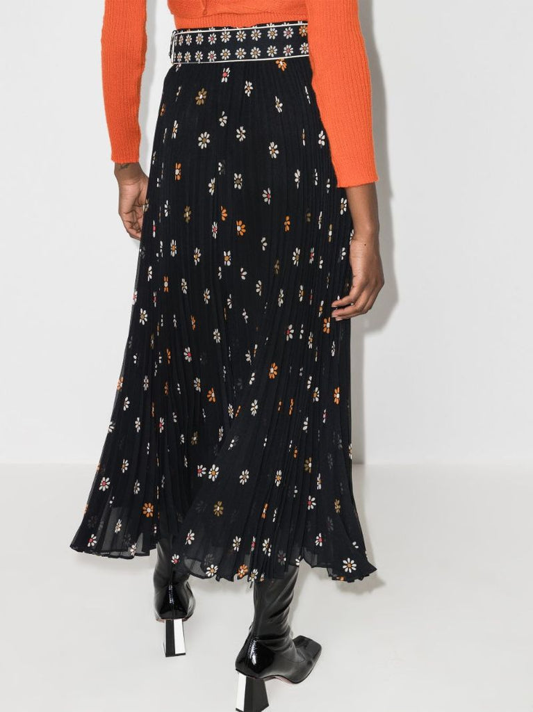 Sunray Daisy Print Midi Skirt