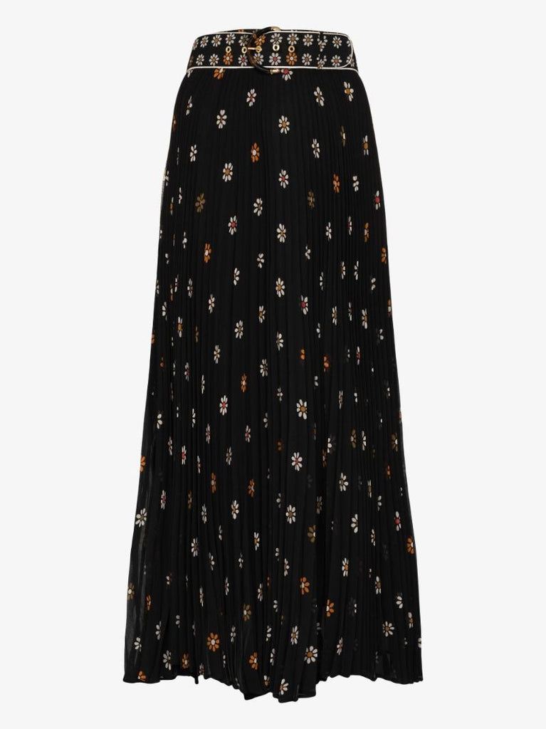 Sunray Daisy Print Midi Skirt