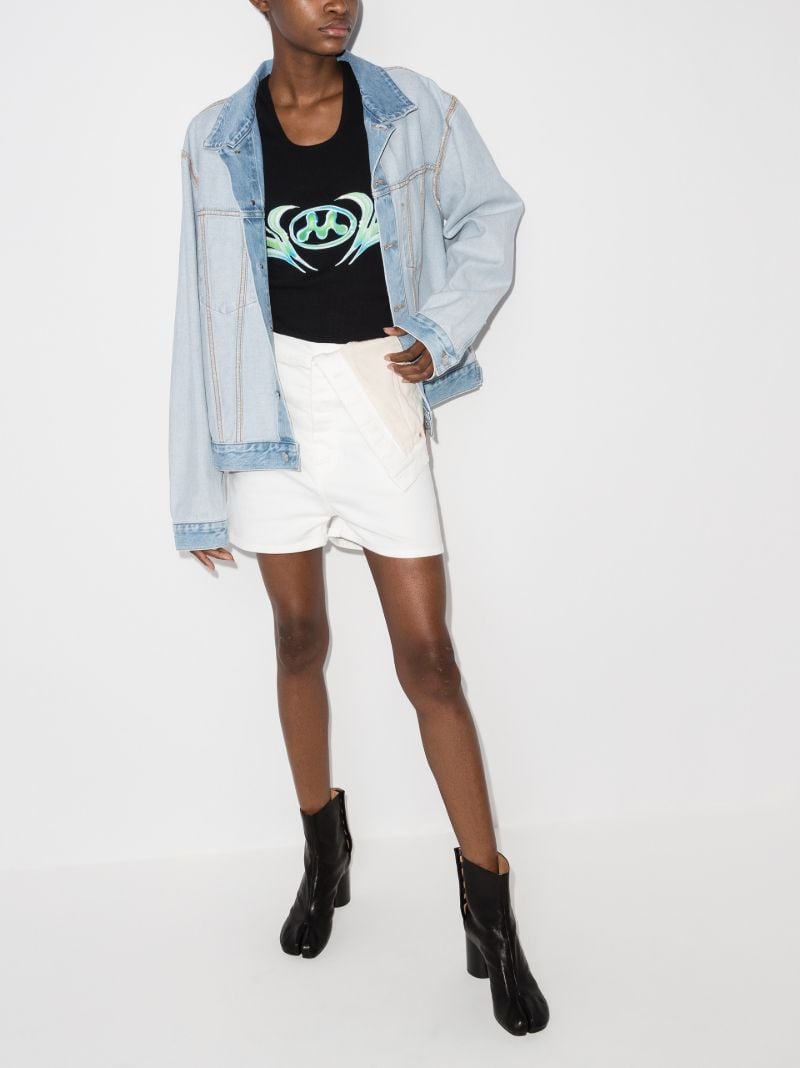 Asymmetric Waist Denim Shorts