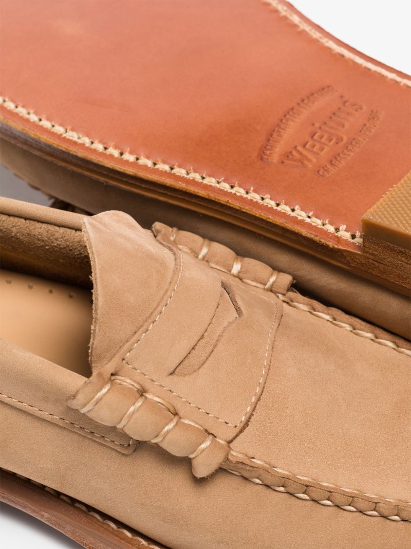 Beige Weejuns Heritage Suede Penny Loafers