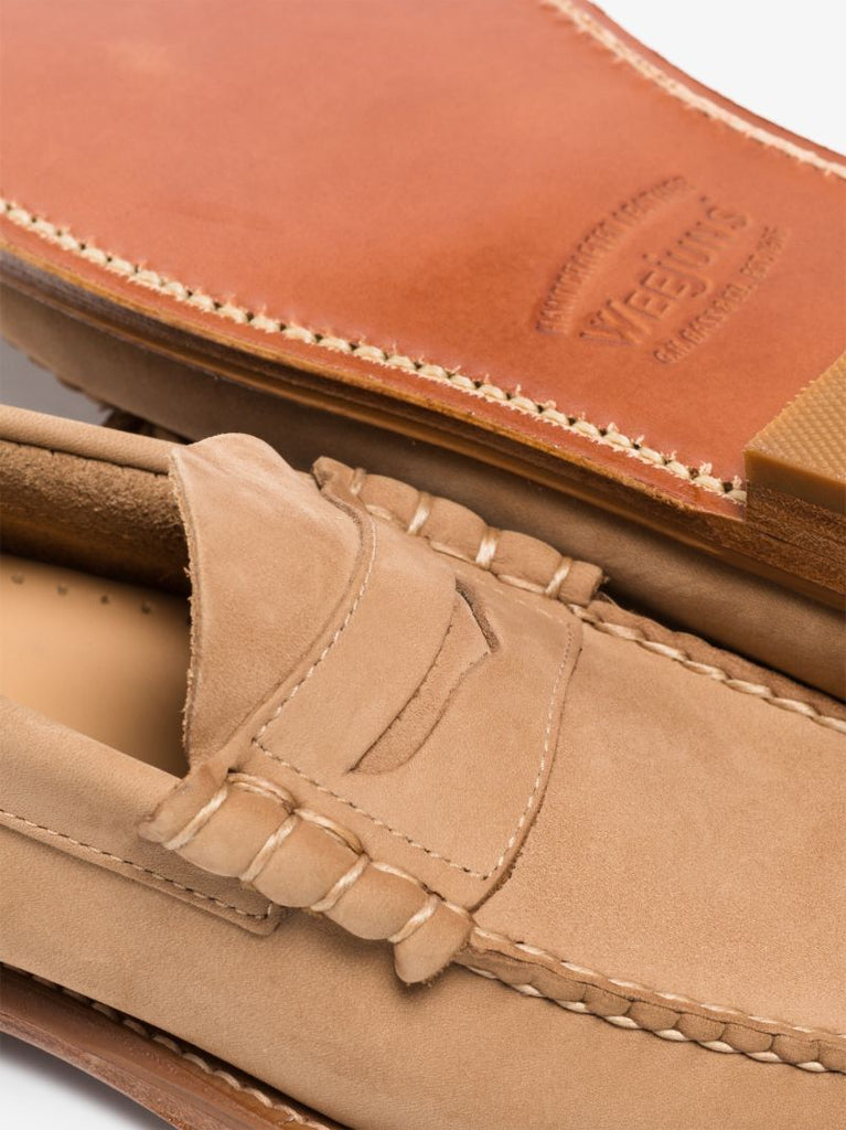Beige Weejuns Heritage Suede Penny Loafers