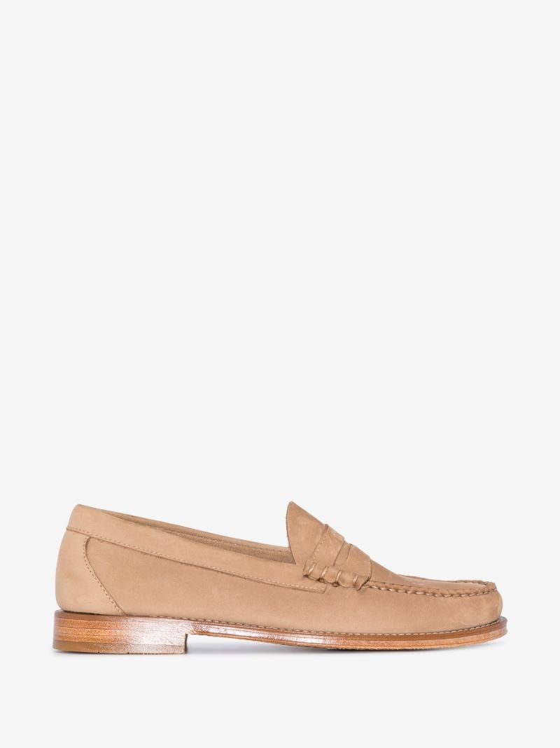 Beige Weejuns Heritage Suede Penny Loafers