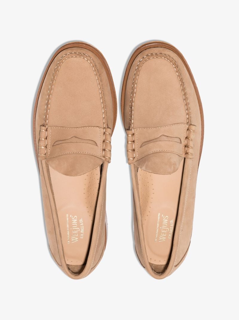 Beige Weejuns Heritage Suede Penny Loafers