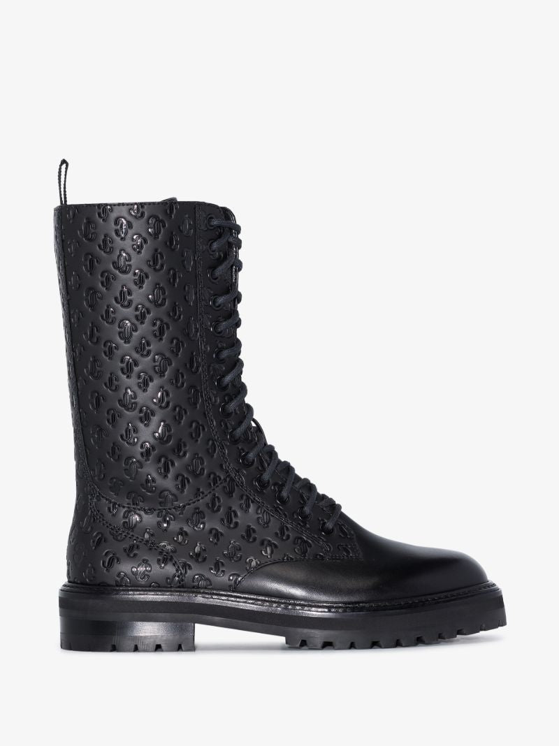 Black Cora Monogram Leather Boots