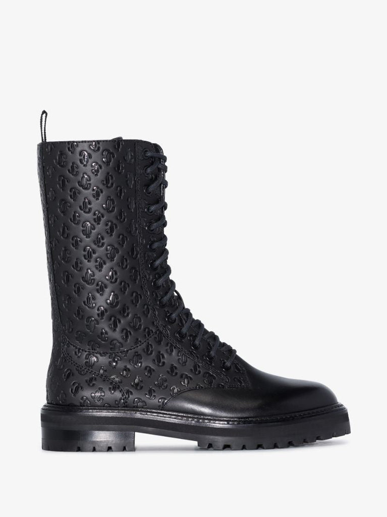 Black Cora Monogram Leather Boots